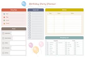 birthday party planner free birthday party planner templates