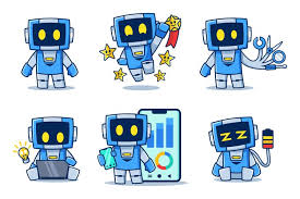 Cartoon characters female soldiers in various actions vector set isolated on white illustration; Blue Robot Cartoon Character In Different Poses 778502 Characters Design Bundles