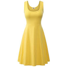 Herou Women Summer Beach Casual Flared Tank Dress Xx Large Yellow 19 Liked On Polyvore Featu Summer Flare Dress Summer Day Dresses Summer Tank Dress