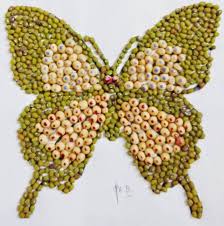 Gambar Kolase Biji Bijian Bentuk Kupu Kupu Biji Bijian Kolase Kolase Kertas
