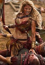 In the same style as 300, spartacus: Saxa From Spartacus Warrior Girl Barbarian Woman Warrior Woman
