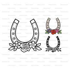 Download Horseshoe And Flowers Cut Files For Cricut Clip Art Silhouette Eps Svg Pdf Png Dxf Jpeg
