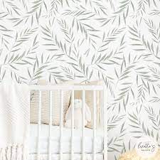 Fern Leaves Nursery Removable Wallpaper Minimal Design Baby Etsy In 2021 Removable Wallpaper Nursery Removable Wallpaper Room Wallpaper