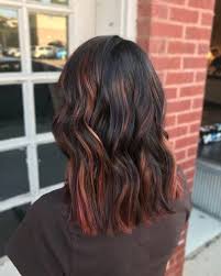 Wear them with beachy waves plus texture, and hair would be perfect for a casual date. Red And Black Hair Ombre Balayage Highlights Black Hair Balayage Black Hair With Highlights Hair Color For Black Hair