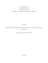 Tartu Ülikool Sotsiaalteaduste valdkond Haridusteaduste instituut  Humanitaar- ja sotsiaalainete õpetamine põhikoolis õppekav