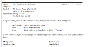 Contoh Surat Undangan Untuk Orang Tua Murid Bagi Contoh Surat