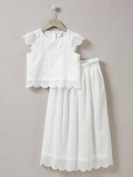 Bodys en coton bio, layettes enfant, grenouillères roses, gigoteuses, chaussons de bébé : Ensemble Ceremonie Anouk Blanc 5 Robe Enfant Robe Chemise Hauts Sans Manches