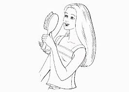 After printing your favorite picture with a hairstyle, you need to paint the doll's hair to match the color of her eyes and her clothing style. Free Coloring Pages And Coloring Books For Kids Barbie Brushing Hair Coloring Page