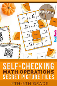Thanksgiving Paperless Printable Math Activities For 4th 5th Self Checking And Cover 3 Digit 4 Digit Addition And Su Thanksgiving Math Math Math Operations
