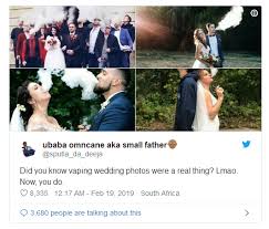 Users got this wave and continued: Twitter Wedding Vaping Is A New Trend Healthcabin
