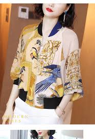 真丝外套棒球服女春夏2019新款复古印花开衫夹克宽松休闲防晒衣潮 tmall com天猫 clothes fashion women s top