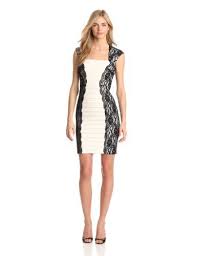 Amazon Com Jax Women S Lace And Matte Jersey Dress Black Ivory 12 Clothing Jersey Dress Dresses Women Lace