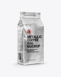 Metallic Coffee Bag Mockup Half Side View Exclusive Mockups