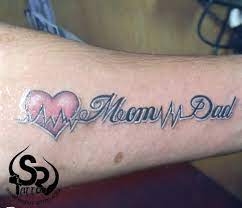 Mom Dad With Heartbeat Heart Tattoo Mom Dad Tattoos Tattoos Dad Tattoos