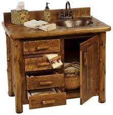 The fixtures of bathroom faucets, bathtubs, and bathroom vanities should complement the design of your log cabin. Custom Rustic Sawmill Camp Wood Log Cabin Lodge Pine Bathroom Vanity 30 72 Inch Rustic Bathroom Vanities Reclaimed Wood Bathroom Vanity Small Rustic Bathrooms