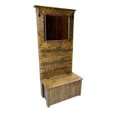 Rustic Hall Tree Bench With Mirror Four Corner Furniture Bozeman Mt