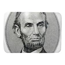 Bath Mat president Abraham Lincoln as he looks