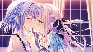 Share the best gifs now >>> Hd Wallpaper Green Eyes Purple Hair Short Hair Long Hair Anime Girls Wallpaper Flare