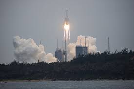 The massive core of a chinese rocket used last week in the launch of the first leg of its space the long march 5b rocket on april 29 launched the first module of a new space station china is building. Lift Off China Launches Main Module For Iss Rival Space Station Daily Sabah