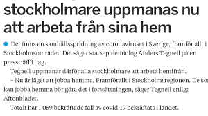 Tegnell cut his epidemiological teeth during a deadly ebola outbreak in the democratic republic of congo in the 1990s. Martin Enlund On Twitter Sweden S State Epidemiologist Now Tell People In The Capital Of Stockholm To Work From Home Only Days Ago He Argued This Was Dumb Because Of Inequality Before