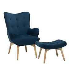 Jayda Velvet Wingback Chair And Footstool Norden Home Upholstery Colour Blue Velvet Wingback Chair Wingback Chair Blue Velvet Chairs