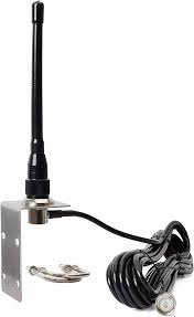 VHF Marine Antenna, 156-163Mhz Rubber Boat Antenna with 5M/16.4ft RG58  Cable and L Shape Fender Bracket for Uniden Icom Yaesu Cobra Midland Radio  ...