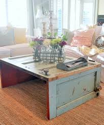 Herringbone patterned coffee table made from a repurposed door. 7 Unique Swaps For The Traditional Coffee Table Door Coffee Tables Table From Old Door Diy Coffee Table
