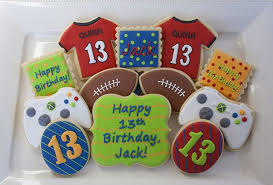 13th Birthday Cake For 13 Year Old Boy Jaclyn S Cookies 13th Birthday Cookies Birthday Cookies 13th Birthday 13th Birthday Boys