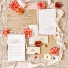 Flower Aesthetic Coral And Peach Soft Wedding Invitation Idea And Flatlay Royal Wedding Invitation Wedding Invitation Images Wedding Invitation Cards