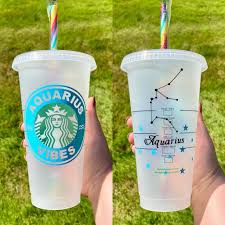 Aquarius Starbucks Zodiac Cups Starbucks Cup 24oz Etsy Starbucks Cups Starbucks Custom Starbucks Cup