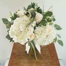 White Hydrangea Handtied Bouquet White Hydrangea Hydrangea Bouquet