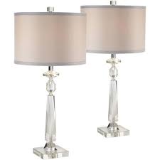 From modern table lamps to night stand lamps. Vienna Full Spectrum Modern Table Lamps Set Of 2 Crystal Column Gray Drum Shade For Living Room Family Bedroom Bedside Nightstand Target