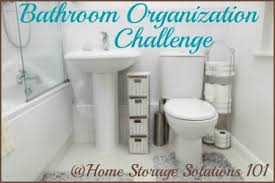 For sleek, accessible, and neat ways to lay out your smaller necessities, place items like colorful bath salts and cotton balls in glass jars. Bathroom Organization Challenge Step By Step Instructions