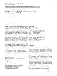 Pdf Life Cycle Water Quantity And Water Quality Implications Of Biofuels
