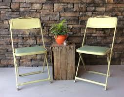 Pair Of Vintage Metal Folding Chairs Pale Green Industrial Etsy Metal Folding Chairs Folding Chair Chair