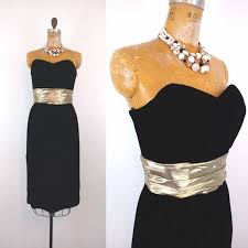 Black And Gold Party Dress Vintage 1990s Black Gold Lame Wiggle Dress 90s Black And Gold Evening Dress Vintage Strapless Party Gown 36b 28w 39h Medium In 2020 Evening Dresses Vintage Gold Evening Dresses Gold Gown Dress