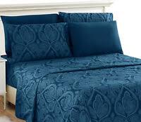 Queen fitted sheets sold separately. Calvin Klein Bamboo Flower Blue Rhythmic Stripe 2pc Full Flat Fitted Sheet Set Ebay