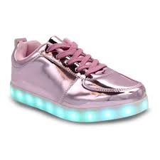 Family Smiles Led Light Up Sneakers Kids Low Top Usb Charging Boys Girls Unisex Lace Up Shoes Pink Shiny Walmart Com Walmart Com
