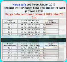 Dengan demikian seiring dengan waktu, maka bisa saja terjadi perubahan harga pasaran saat ini. Harga Sofa Bed Inoac 2019 Dan Kasur Inoac 2019 Harga Sofa Bed Inoac 2021 Distributor Dan Agen Resmi Kasur Busa Inoac Kasur Inoac Murah