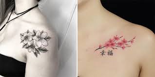 Black And White Cherry Blossom Shoulder Tattoo Sakura Blossom Tattoo Minimalist Buscar Con Google Blossom Tattoo Cherry Blossom Tattoo Blossom Tree Tattoo