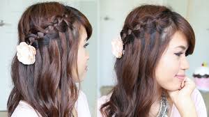 The trick with hair is keeping the sections separate from each other, and keeping an even, downward tension on each of the sections so that the braid hangs nice and straight and even behind your head. 4 Strand Waterfall Braid Hairstyle For Short Long Hair Youtube