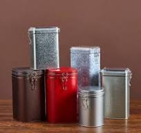 Customizable Round Rectangle Airtight Tin Can Packing Coffee Bean Cookie  Candy Metal Tin Canister Box with Latch Lock