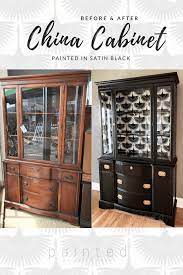 For a smooth finish use a combination of a quality brush (this one is the best ever) and roller. Black Painted China Cabinet Painted By Kayla Payne
