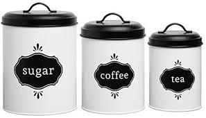 Your counter tops never loooked better! Baie Maison Large Kitchen Canisters Set Of 3 Farmhouse Canister Sets For Kitchen Counter White Coffee