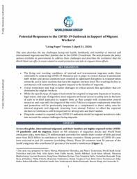 Migration can have positive as well as negative effects on the life of the migrants. Potential Responses To The Covid 19 Outbreak In Support Of Migrant Workers
