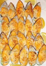Baked Mussels W Dynamite Sauce Panko Crumbs Baked Mussels Mussels Recipe Mussels