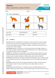 Übungen deutsch klasse 1 kostenlos zum download lernwolfde. Daz Deutsch Waldtiere Horen Leseverstehen Sprechen Schreiben Arbeitsblatt Mit Losungen Cornelsen