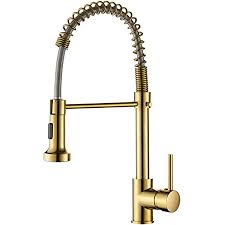 Gold sinks are commonly called drains or gold drains. Gimili Gold Kitchen Faucet With Sprayer Modern Single Lever High Arch Pull Out Kitchen Sink Faucet With Pull Out Sprayer Amazon De Baumarkt