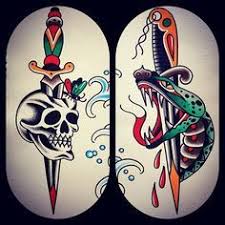 Skull And Snake Daggers American Traditional Tattoo Traditional Tattoo Old School Traditional Tattoo Design