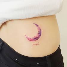 Black and grey fairy on half moon tattoo on left back shoulder. Simple Crescent Moon Tattoo Designs Elegant Arts Tattoo